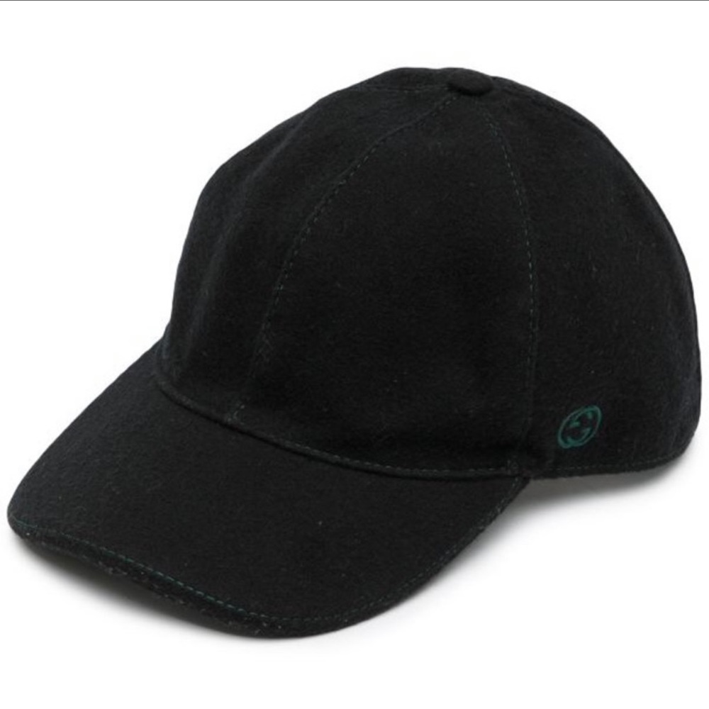 GUCCI INTERLOCKING GG WEB DETAIL WOOL HAT 58cm